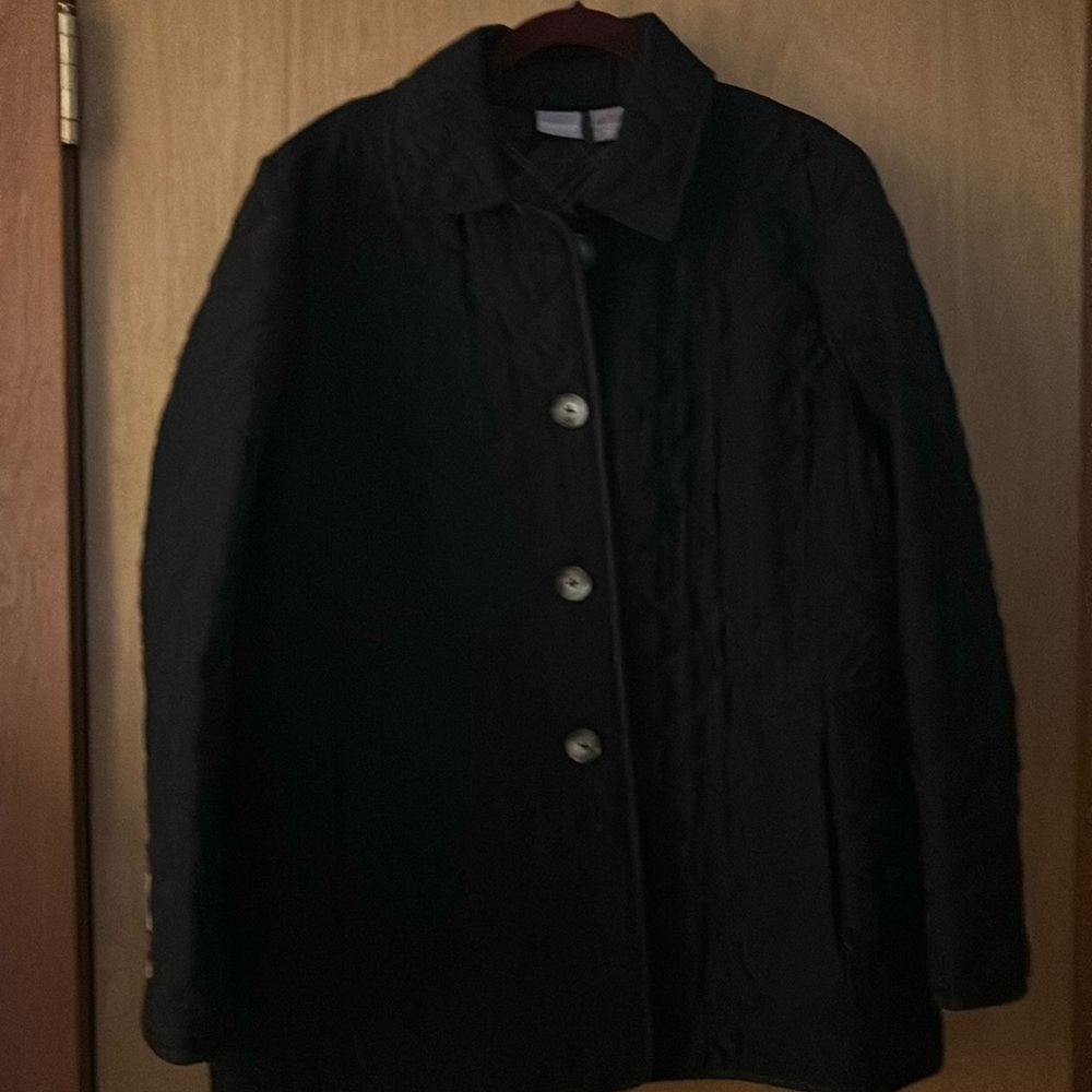 Chicos Black Quilted Lightweight Jacket Size 3 - image 1